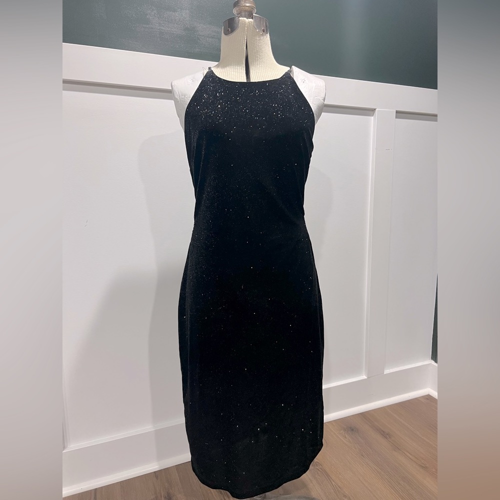 Premier Amour Sparkly Velvet Black Dress